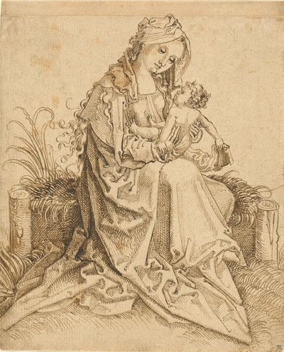 La Virgen y el Niño en un banco de hierba de Unknown artist