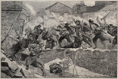La guerra entre Serbia y Bulgaria, búlgaro - Guerra Serbo-Búlgara 1885 - Batalla de Pirot, 27.11.1885 - Guerra Serbo-Búlgara Batalla de Pirot 1885 de Unknown artist