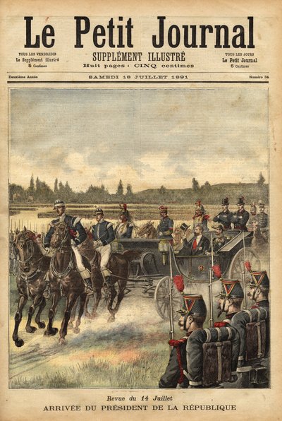 La llegada del presidente de la república francesa Sadi Carnot (1837-1894), en la llanura del Bois de Boulogne, con motivo de la revista del 14 de julio de Unknown artist