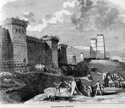 La captura de Jerusalén por Tito y su ejército alrededor del año 80 d.C. Grabado del siglo XIX de Unknown artist