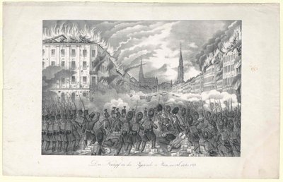 El combate en el Jaegerzeile a Viena de Unknown artist