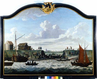 El dique de Zierikzee. Pintura anónima del siglo XVIII. Zierikzee Wastenday Siloten, Duiveland de Unknown artist