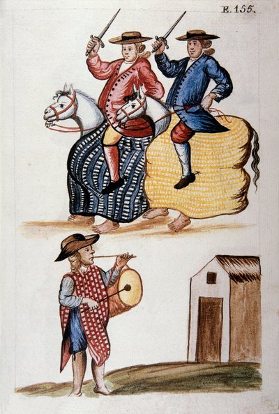 La danza del caballito, del libro "Trujillo del Perú" o "Códice Martínez Compañón", por Baltazar Martínez Compañón y Bujanda, obispo de Trujillo (1782-1785) de Unknown artist