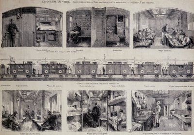 Los diferentes compartimentos de un tren sanitario de Unknown artist