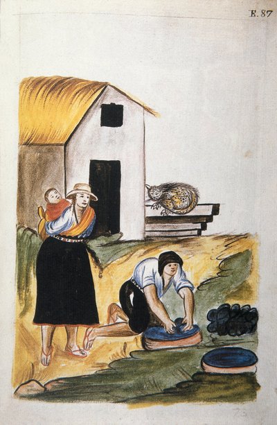 El teñido de la lana, del libro "Trujillo del Perú" o "Códice Martínez Compañón", por Baltazar Martinez Compañón y Bujanda, obispo de Trujillo (1782-1785) de Unknown artist
