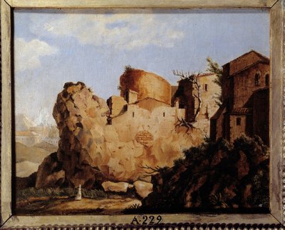 El hogar de Napoleón Bonaparte y la ciudadela en Córcega, composición caprichosa de Unknown artist