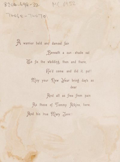 La vieja historia para el Año Nuevo, tarjeta de Año Nuevo, circa 1885 de Unknown artist