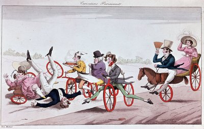Los placeres e inconvenientes de los velocípedos y caballos oríferos de Unknown artist