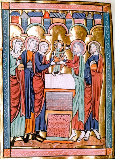 La presentación en el templo. Miniatura tomada de "Liber Psalmorum Cum Calendario" o "Psaltier à l