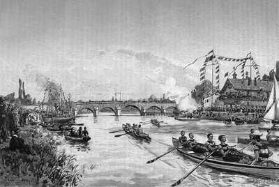 Las regatas escolares de Joinville le Pont (Joinville-le-Pont), Ile de France. Grabado en "El diario de la juventud" de Unknown artist