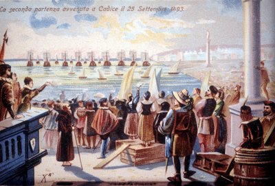 La segunda partida de Cristóbal Colón de Cádiz el 25/09/1493 de Unknown artist