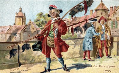 El oficio de comerciante de pelucas en 1750. de Unknown artist