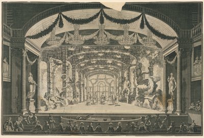 Interior de teatro con actuación en curso de Unknown artist