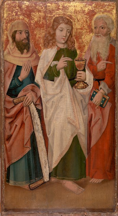Tres Apóstoles con Cortacruces, Cáliz y Libro de Unknown artist