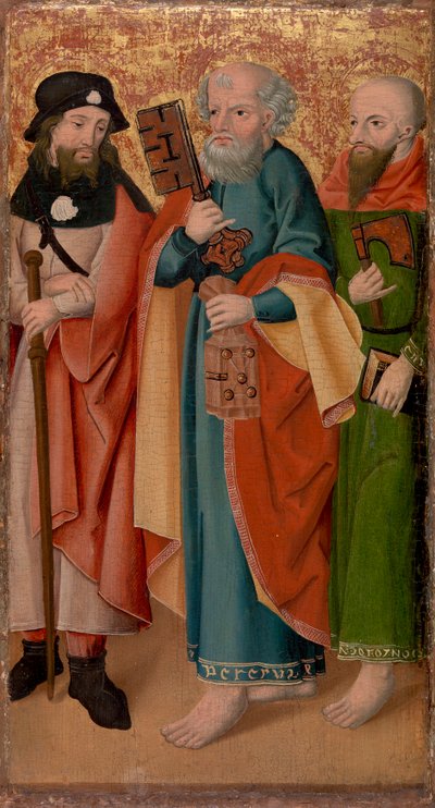 Tres Apóstoles con Palo, Llave y Hacha de Unknown artist