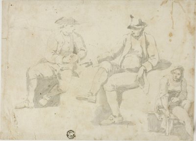 Tres Bocetos de Figuras Sentadas de Unknown artist