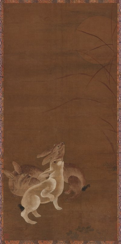 Tres liebres mirando la luna de Unknown artist