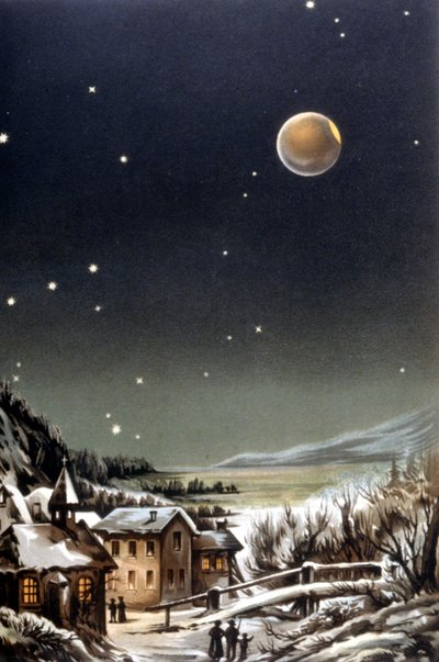 Eclipse total de luna. Ilustración del siglo XIX de Unknown artist