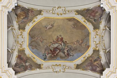 Trinidad y San Esteban en Gloria con los cuatro Evangelistas de Unknown artist