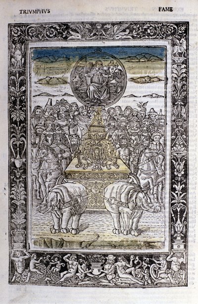 Triunfo de la fama de Francesco Petrarca (Petrarca). Miniatura sd. Bibl. Trivulziana, Milán de Unknown artist