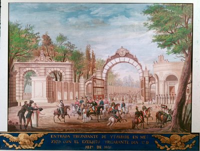 Entrada triunfal de Agustín Iturbide (1783-1824), primer emperador de México Independiente, en la Ciudad de México 7/09/1821 de Unknown artist