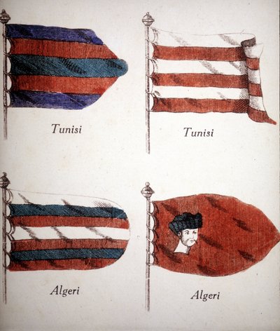 Banderas tunecinas y argelinas que datan de finales del siglo XVIII. de Unknown artist