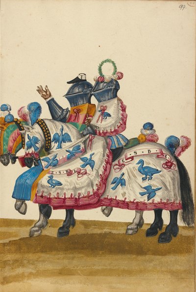 Dos hombres con armadura para un torneo de Unknown artist