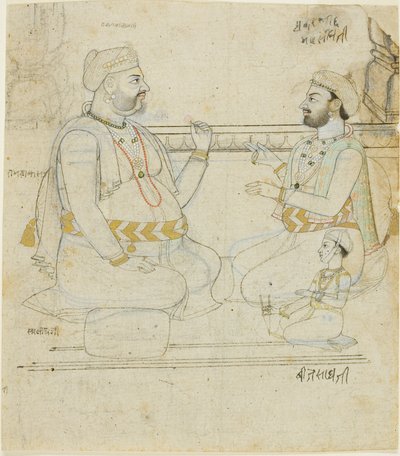 Dos nobles de Rajput con un niño de Unknown artist