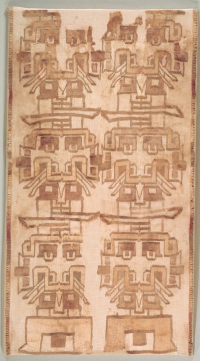 Two Textile Fragment with Fanged Heads de Unknown artist