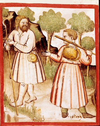Dos pastores en miniatura del códice 212 (o códice padovano o Biblia de Padua) 1390-1400 Rovigo, Accademia dei Concordi de Unknown artist