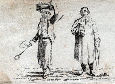 Dos campesinos, grabado finales del siglo XVIII, colección privada. de Unknown artist