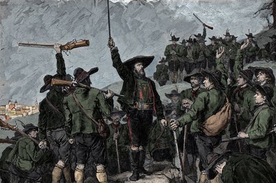 Patriota tirolés Andreas Hofer (1767-1810) - Rebelión del Tirol en 1809 de Unknown artist