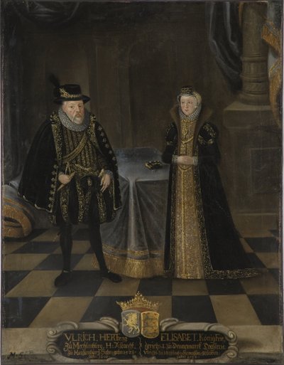 Retrato de Ulrich III (1527-1603), Duque de Mecklemburgo y Elisabeth de Dinamarca (1524-1586), Duquesa de Mecklemburgo de Unknown artist