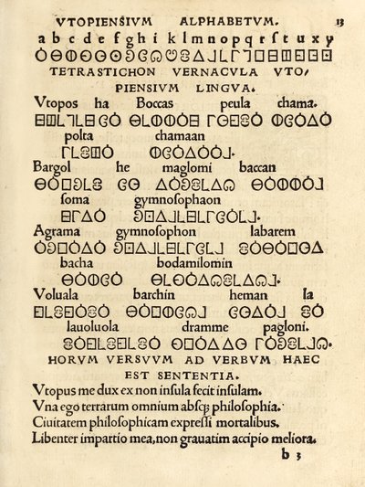 Alfabeto Utopiano de la tercera edición de 