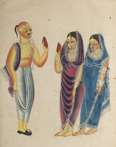 Vaishnava Devotee with Two Women de Unknown artist