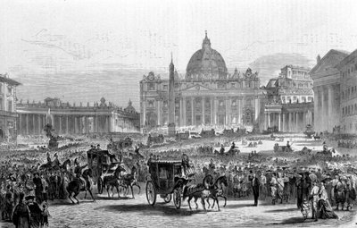 Concilio Vaticano I. Roma, Plaza de San Pedro en un día de sesión general del Concilio. 1870 de Unknown artist
