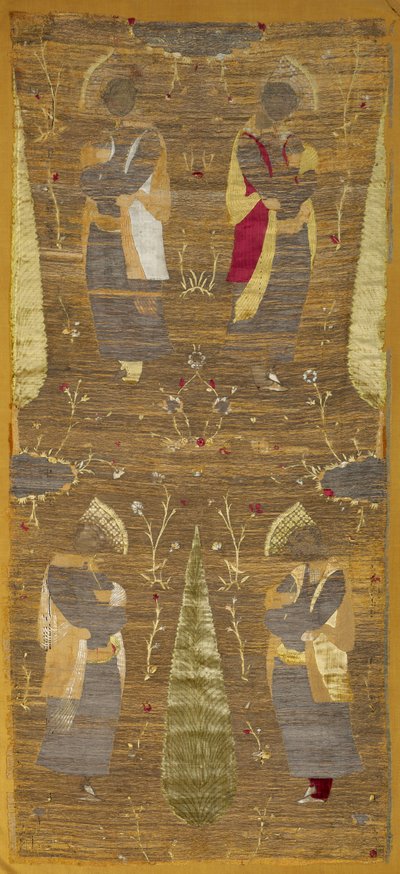 Panel de Terciopelo con Cuatro Jóvenes Oliendo Flores de Unknown artist