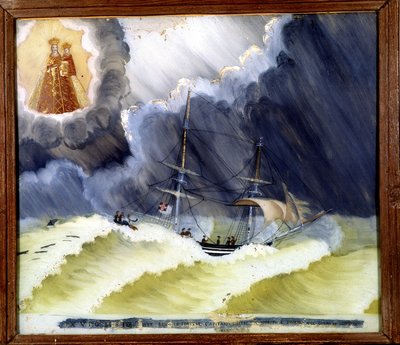 Barco en dificultad - exvoto de Notre Dame de Laghet, 36 x 50 cm de Unknown artist