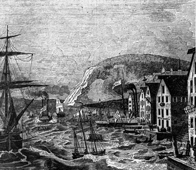 Vista del Cabo Diamante donde se encuentra una parte de Quebec, Quebec. (Canadá), grabado de 1810. de Unknown artist