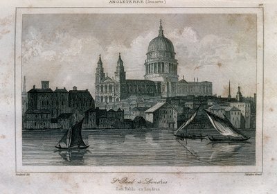 Vista de la Catedral de San Pablo en Londres cerca del Támesis de Unknown artist