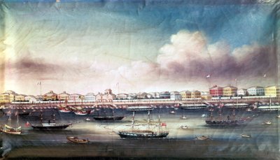 Vista del puerto de Shanghái, circa 1850. de Unknown artist