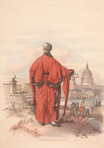 Vista de St. Pauls desde el otro lado del río con un personaje ataviado en primer plano de Unknown artist