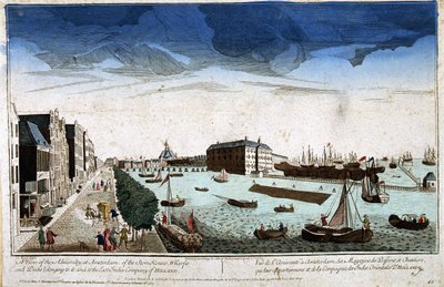 Vista de la Almirantazgo en Ámsterdam de las Tiendas de los Muelles y Sitios de Construcción propiedad de ellos y la Compañía de las Indias Orientales de Holanda - Vista óptica de Unknown artist