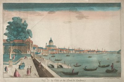 Vista de la Ciudad y el Puente de Londres de Unknown artist