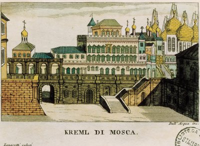 Vista del Kremlin, Moscú, Rusia, de los viajes de San Petersburgo a Alemania por Georg Reinbeck, grabado de Unknown artist