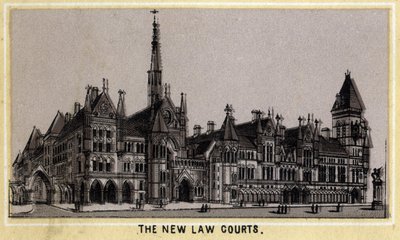 Vista del Nuevo Palacio de Justicia en Londres, Inglaterra de Unknown artist