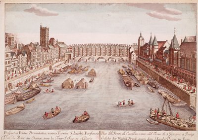 Vista del Pont-au-Change hacia la Torre Saint-Jacques, París de Unknown artist