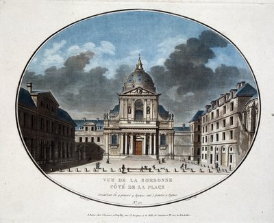 Vista de la Sorbona, desde el lado de la plaza - grabado de Unknown artist