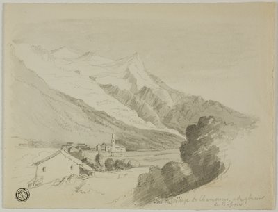 Vista del pueblo de Chamonix y el glaciar Bossons de Unknown artist
