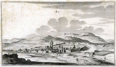 Vista de la ciudad de Ay. Grabado de finales del siglo XVIII de Unknown artist